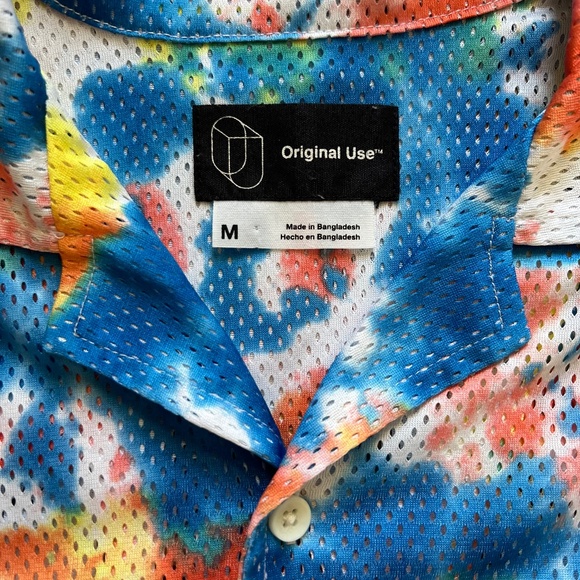 Original Use Men's Jersey Mesh Tie-Dye Short Sleeve Button-up - Picture 2 of 2